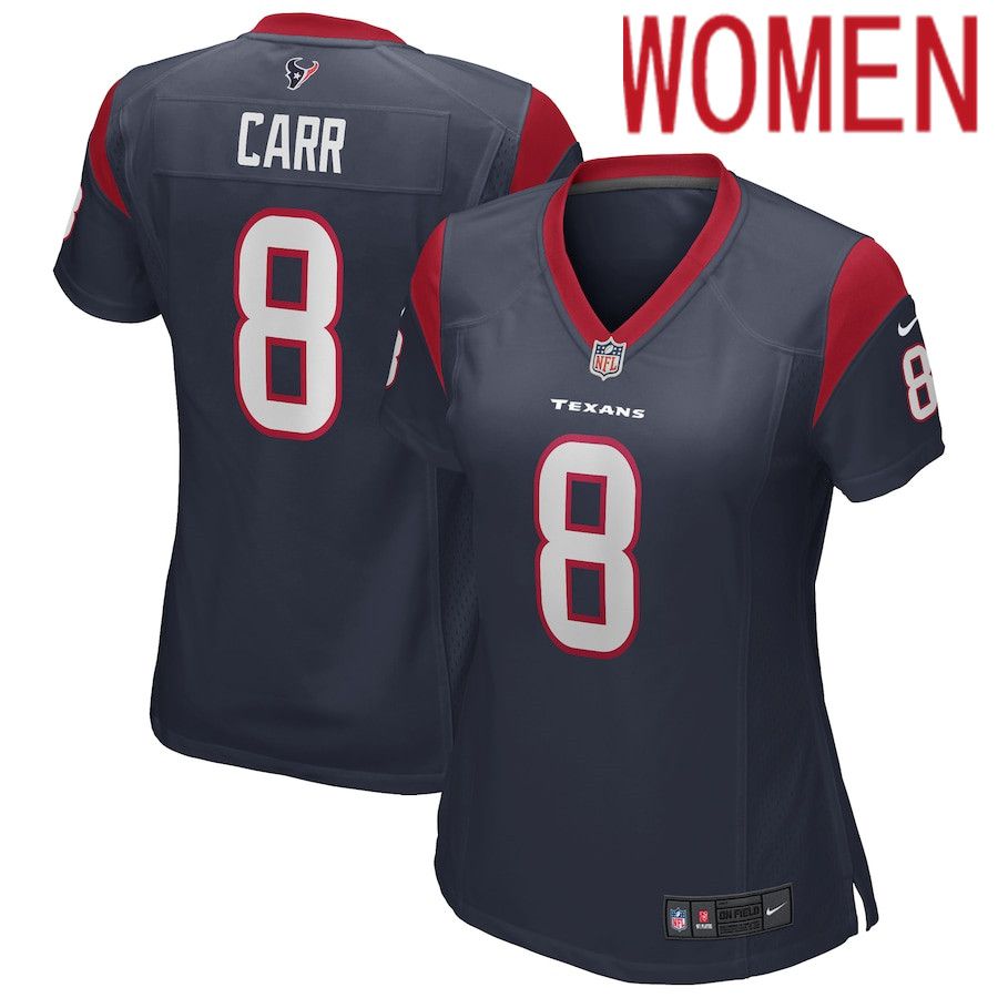 Women Houston Texans #8 David Carr Nike Navy Game Retired Player NFL Jersey->women nfl jersey->Women Jersey